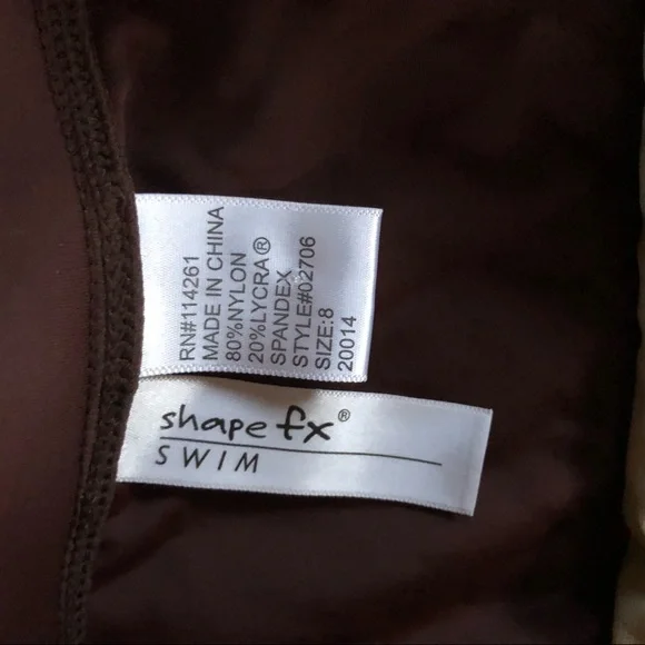 Shape Fx Swim Boho Beaded Trimmed Nylon Lycra Size 8 in EUC Brown - Picture 3 of 3